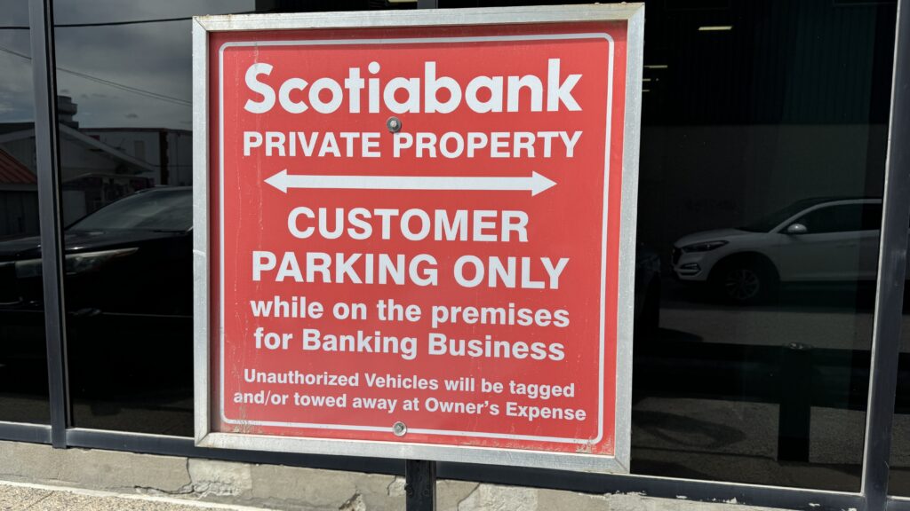 Scotiabank Customer Parking Sign